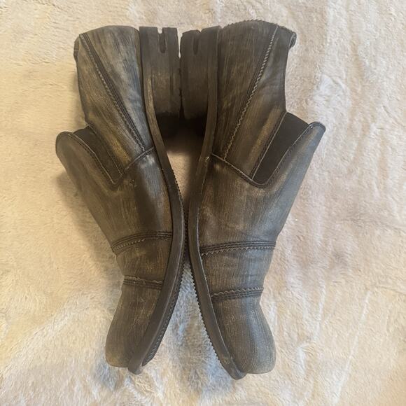 BRONX Gray Leather Men's Dress Shoes Size US 12.5 EU 47 slip ons Distressed Look - Picture 5 of 7